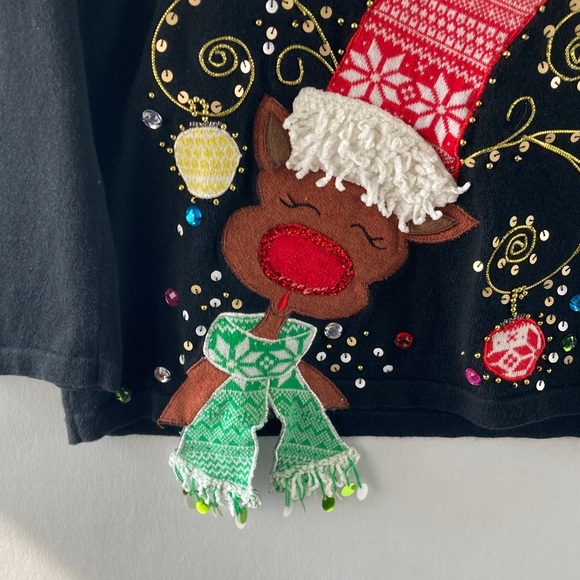 Berek Black Sweater with Festive Embellishments size Medium - Picture 4 of 8